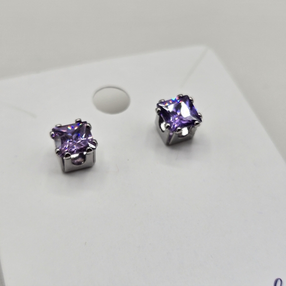 Swarovski Elements Amethyst Purple Silver Earrings Swarovski Crystals Prom - Picture 4 of 5